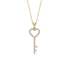 Simple Cubic Zirconia Heart Key Necklace