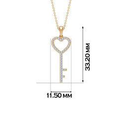 Simple Cubic Zirconia Heart Key Necklace