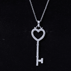 Open Heart Key Pendant with Zircon
