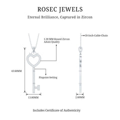 Open Heart Key Pendant with Zircon