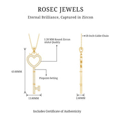 Open Heart Key Pendant with Zircon