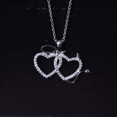 Certified Zircon Angle and Devil Twin Heart Necklace
