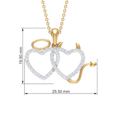 Certified Zircon Angle and Devil Twin Heart Necklace