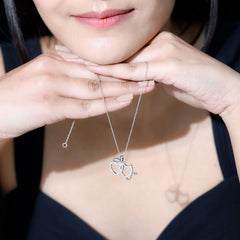 Certified Zircon Angle and Devil Twin Heart Necklace