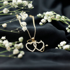 Certified Zircon Angle and Devil Twin Heart Necklace