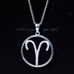 Certified Moissanite Aries Zodiac Sign Pendant Necklace
