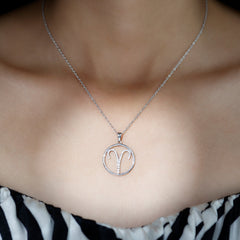 Certified Moissanite Aries Zodiac Sign Pendant Necklace