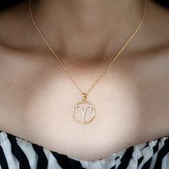 Certified Moissanite Aries Zodiac Sign Pendant Necklace