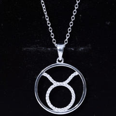 Certified Moissanite Taurus Zodiac Sign Pendant Necklace