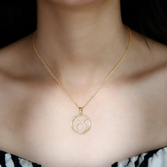 Certified Moissanite Taurus Zodiac Sign Pendant Necklace