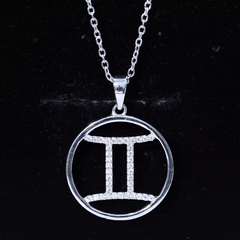 Certified Moissanite Gemini Zodiac Sign Pendant Necklace