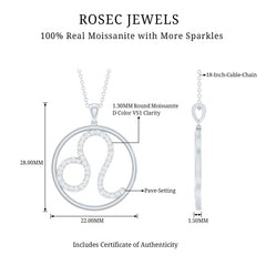Certified Moissanite Leo Zodiac Sign Necklace