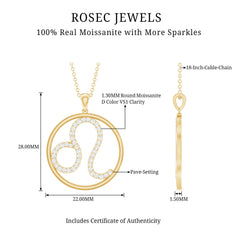 Certified Moissanite Leo Zodiac Sign Necklace