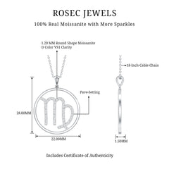 Certified Moissanite Virgo Zodiac Sign Pendant Necklace