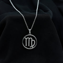 Certified Moissanite Virgo Zodiac Sign Pendant Necklace