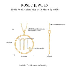 Certified Moissanite Scorpio Zodiac Pendant Necklace