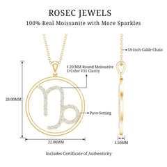 Certified Moissanite Capricorn Zodiac Necklace
