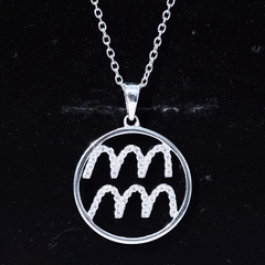 Certified Moissanite Zodiac Aquarius Pendant Necklace