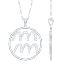 Certified Moissanite Zodiac Aquarius Pendant Necklace