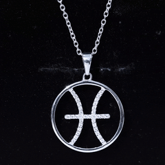 Certified Moissanite Pisces Zodiac Sign Pendant Necklace