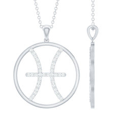 Certified Moissanite Pisces Zodiac Sign Pendant Necklace