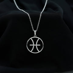 Certified Moissanite Pisces Zodiac Sign Pendant Necklace