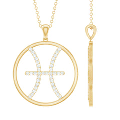 Certified Moissanite Pisces Zodiac Sign Pendant Necklace