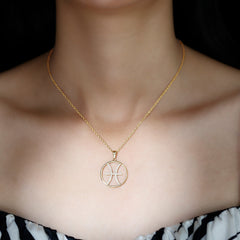 Certified Moissanite Pisces Zodiac Sign Pendant Necklace