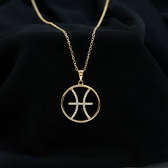 Certified Moissanite Pisces Zodiac Sign Pendant Necklace