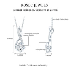 Certified Cushion Cut Cubic Zirconia Infinity Necklace for Women