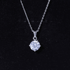 8 MM Round Certified Cubic Zirconia Solitaire Pendant Necklace in Gold