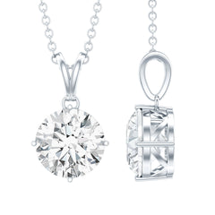 8 MM Round Certified Cubic Zirconia Solitaire Pendant Necklace in Gold