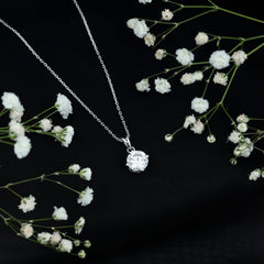 8 MM Round Certified Cubic Zirconia Solitaire Pendant Necklace in Gold