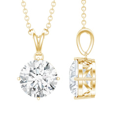8 MM Round Certified Cubic Zirconia Solitaire Pendant Necklace in Gold