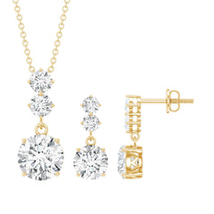 Cubic Zirconia Dangle Necklace and Earrings Set For Bride