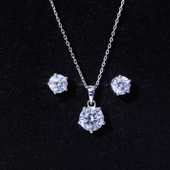 2 CT Zircon Solitaire Pendant and Earrings Set