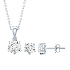 2 CT Zircon Solitaire Pendant and Earrings Set