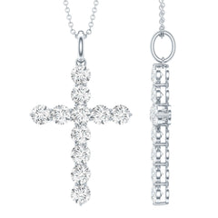 Certified Cubic Zirconia Christian Cross Necklace With Silver Chain