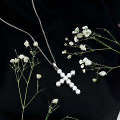 Certified Zircon Simple Cross Pendant Necklace