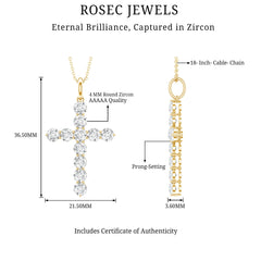 Certified Zircon Simple Cross Pendant Necklace