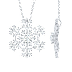 Certified Moissanite Snowflake Pendant Necklace With Chain