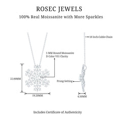 Certified Moissanite Snowflake Pendant Necklace With Chain