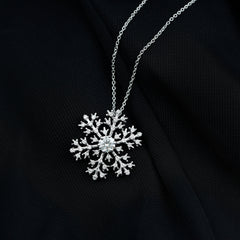 Certified Moissanite Snowflake Pendant Necklace With Chain