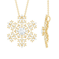 Certified Moissanite Snowflake Pendant Necklace With Chain