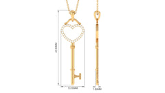 Certified Moissanite Open Heart Key Pendant Necklace