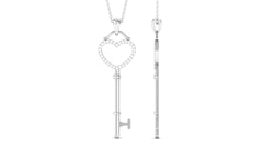 Certified Moissanite Open Heart Key Pendant Necklace