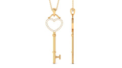 Certified Moissanite Open Heart Key Pendant Necklace