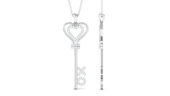 Moissanite Double Heart Key Pendant Necklace