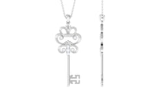 1/4 CT Certified Moissanite Vintage Gold Key Pendant Necklace