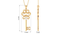 1/4 CT Certified Moissanite Vintage Gold Key Pendant Necklace